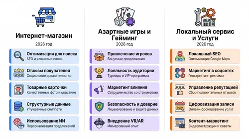 Как продвигать интернет-магазин, гемблинг и локальный бизнес в 2026