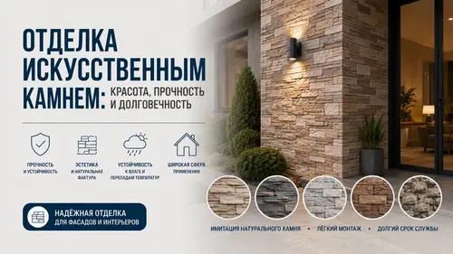 Отделка искусственным камнем: особенности, преимущества и применение