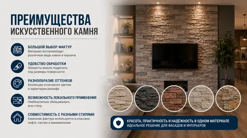 Преимущества искусственного камня