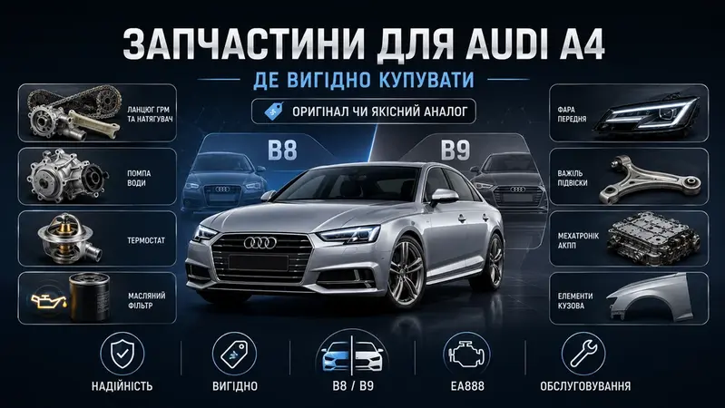 Нiмецька класика на дорогах: де вигiдно купувати запчастини для Audi A4