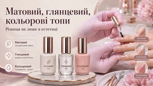 Матовий, глянцевий, кольорові топи
