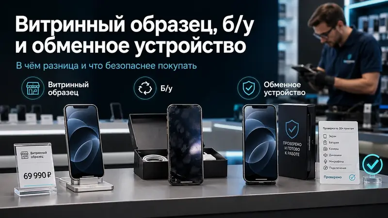 Витринный образец, б/у и обменное устройство: в чём разница и что безопасне...