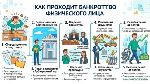 Как проходит банкротство физического лица пошагово